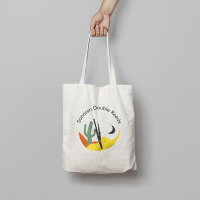 Oboe and Bassoon logo on canvas bag