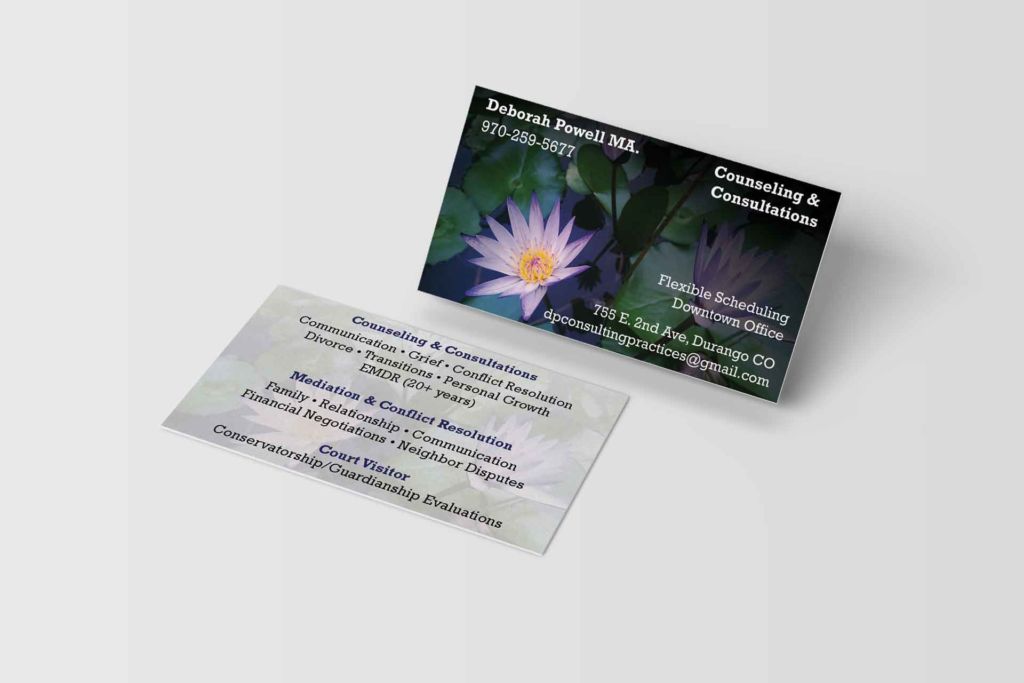 Durango Freelance Creative Counseling Business Card Example