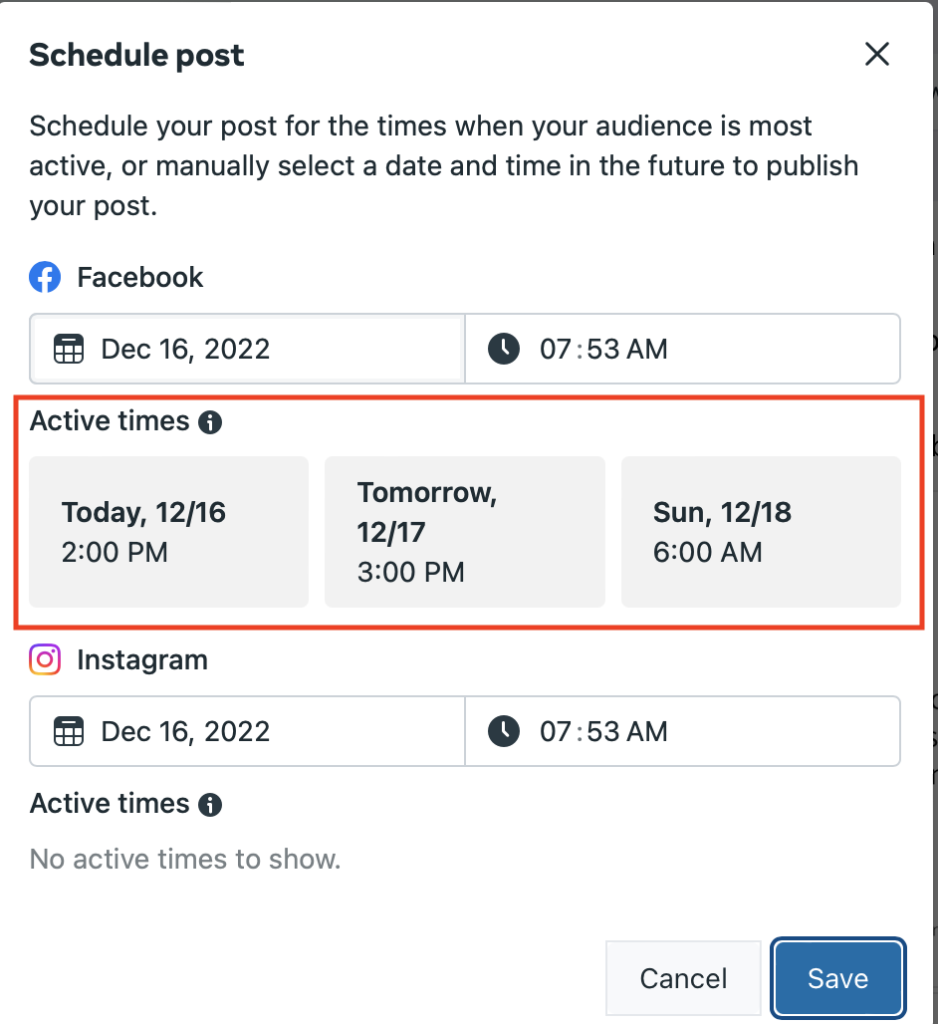 How to schedule posts for active times on Facebook 2023